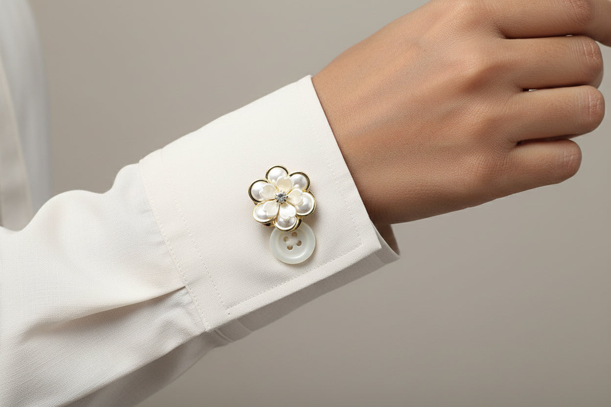 Ivory Floral Cufflinks (Pair)