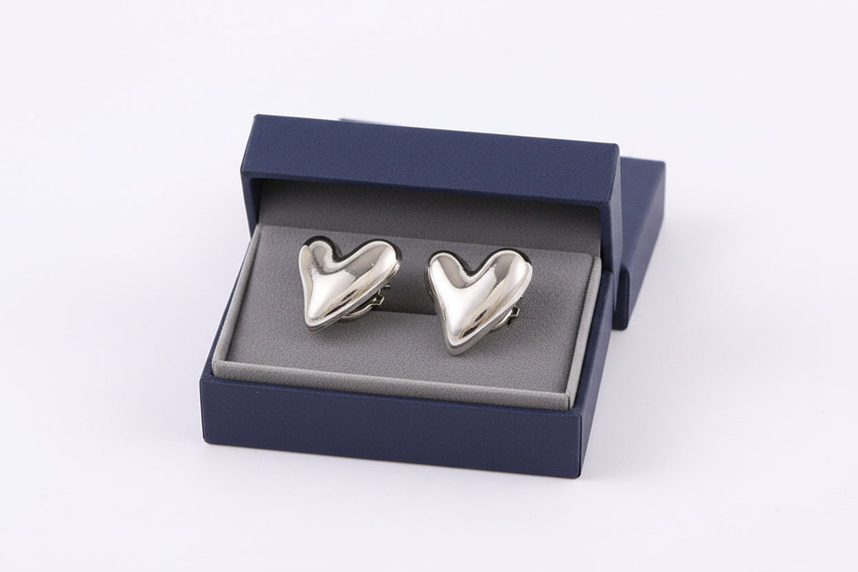 Silver Heart Cufflinks (Pair)