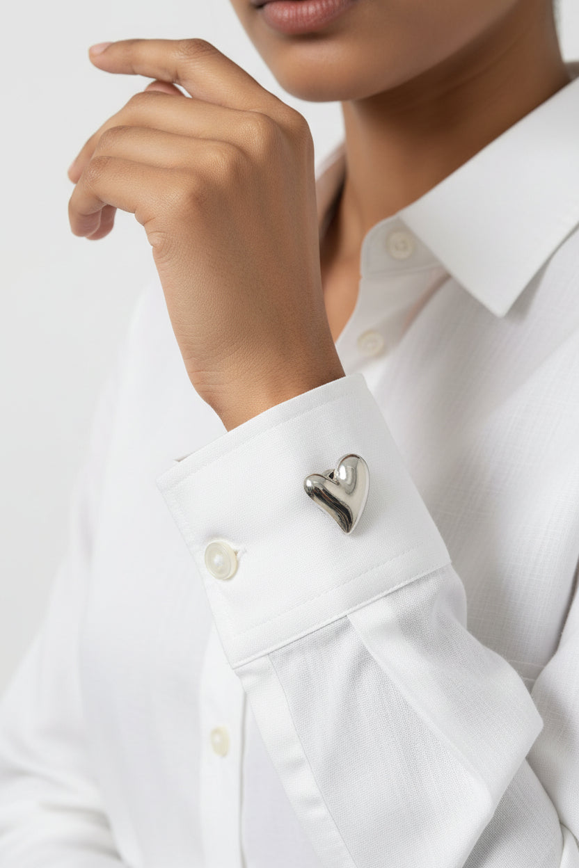 Silver Heart Cufflinks (Pair)