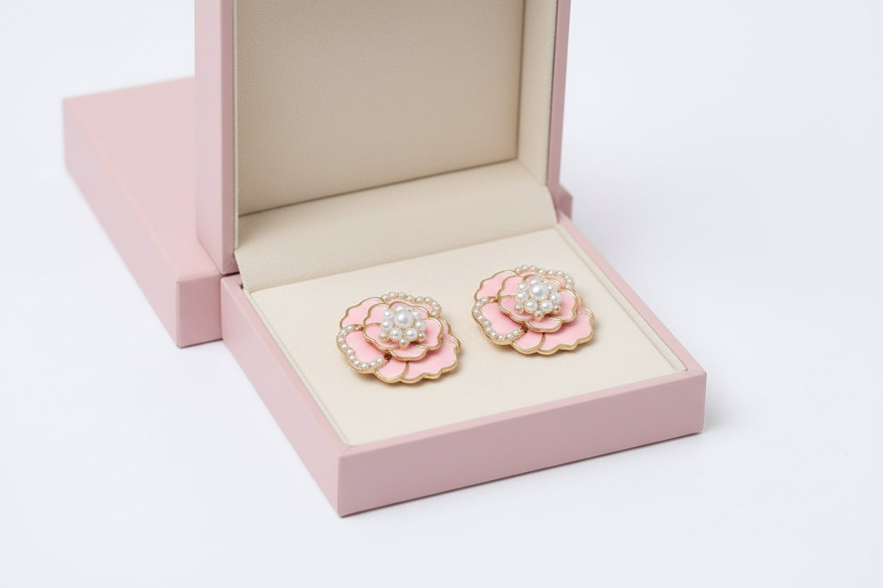 Pink Floral Cufflinks (Pair)