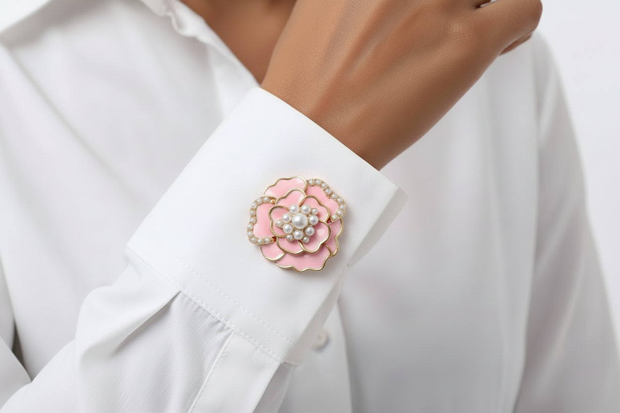 Pink Floral Cufflinks (Pair)