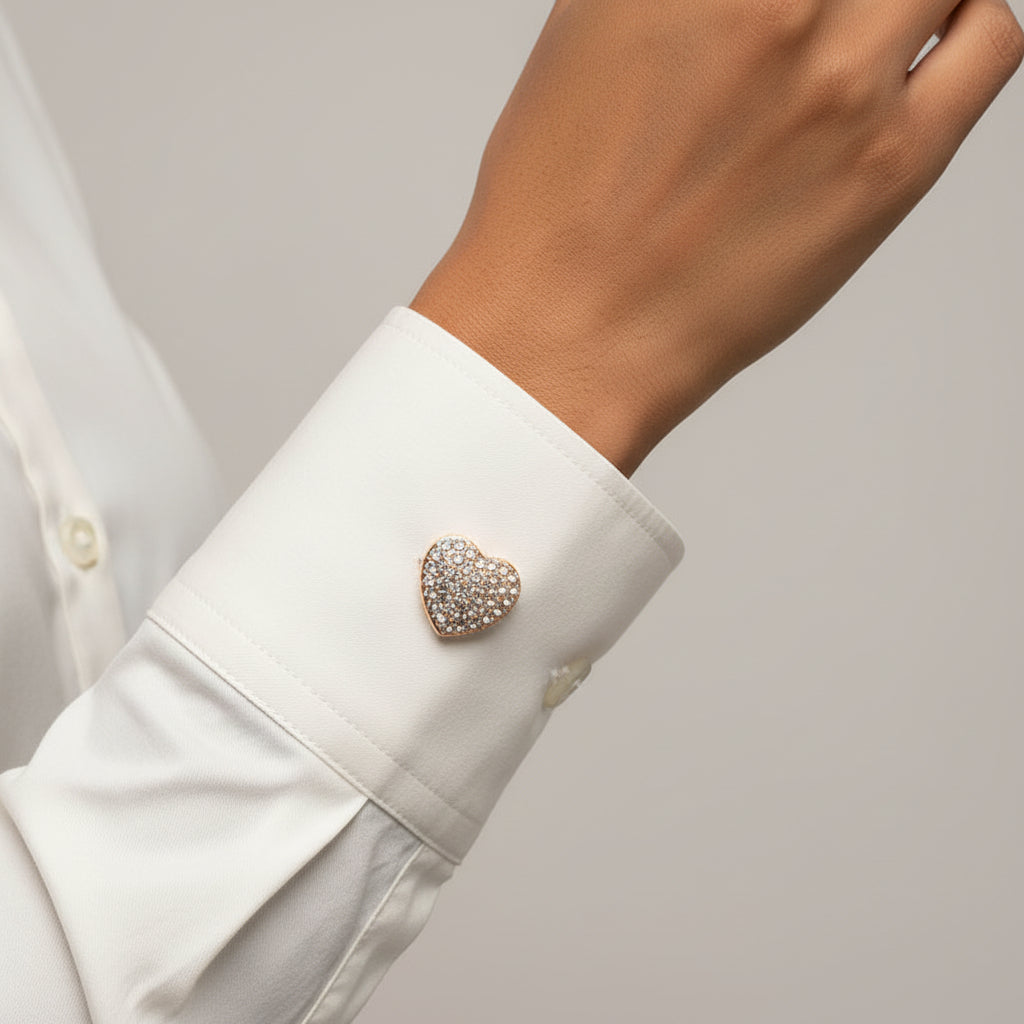 Crystal Heart Cufflinks (Pair)