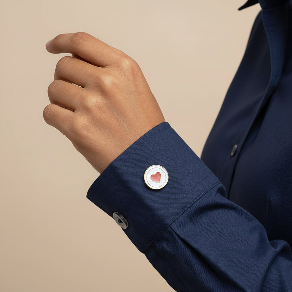 White Heart Cufflinks (Pair)