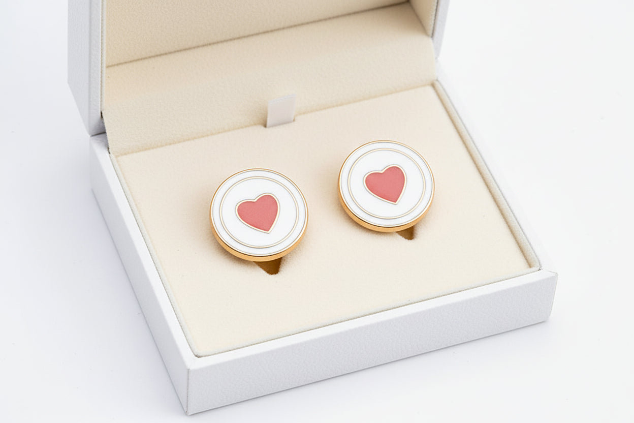 White Heart Cufflinks (Pair)