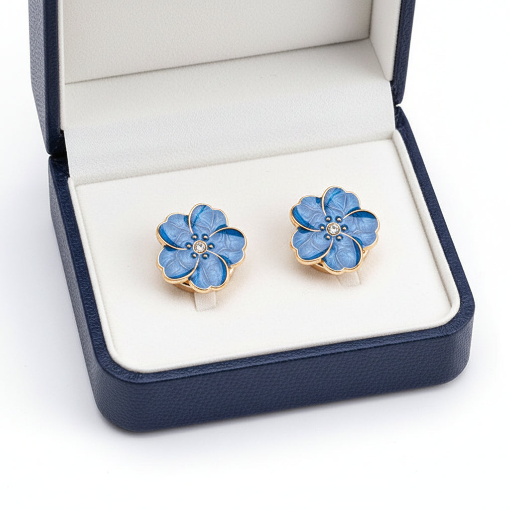Blue Floral Cufflinks (Pair)