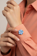 Blue Floral Cufflinks (Pair)