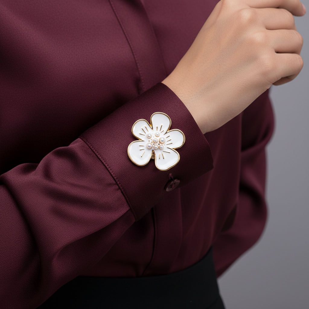 White Floral Cufflinks (Pair)
