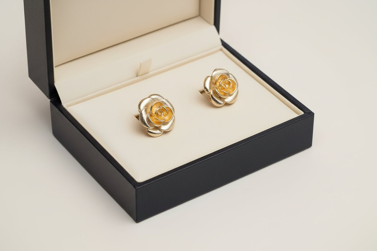 Gold Rose Cufflinks (Pair)