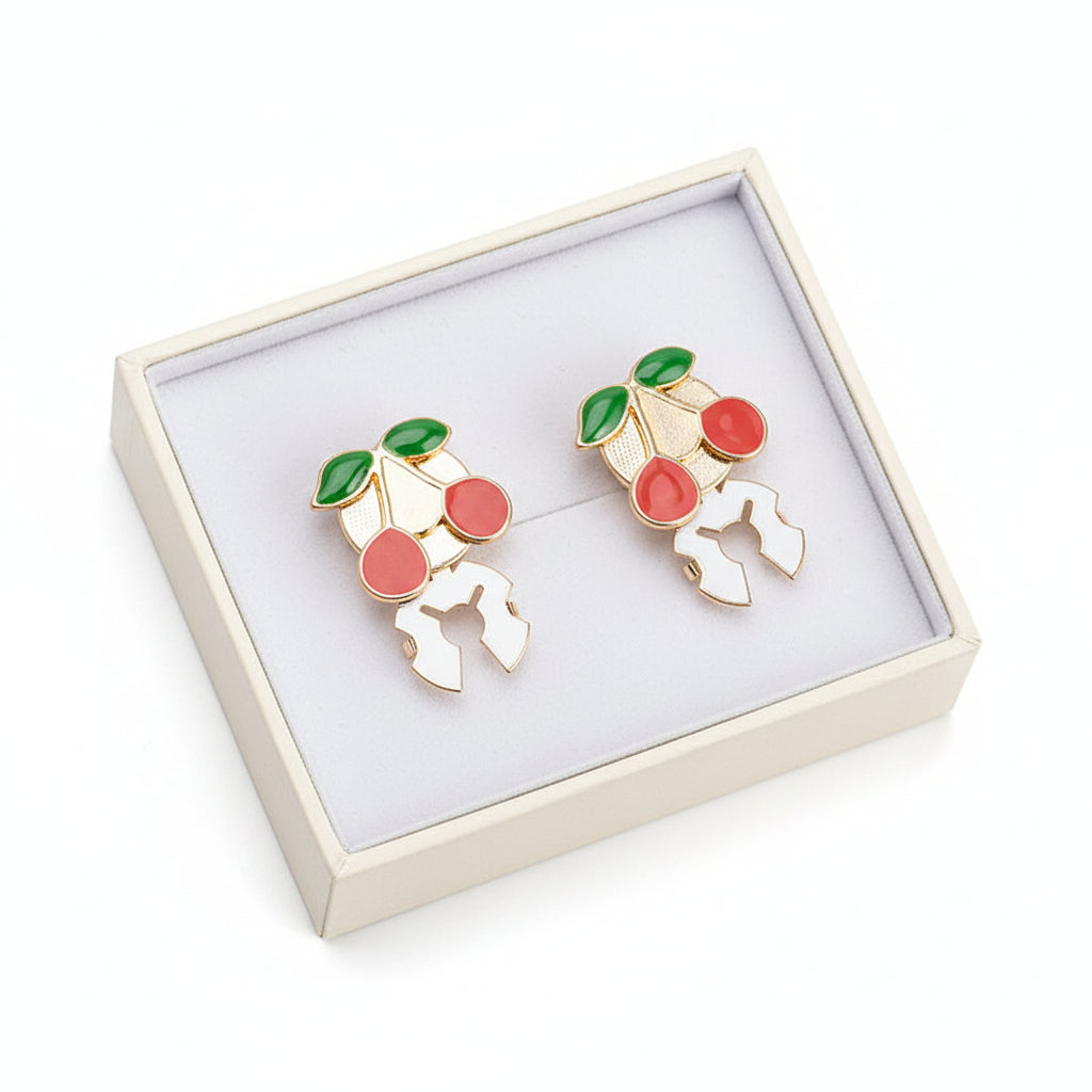 Cherry Enamel Cufflinks (Pair)