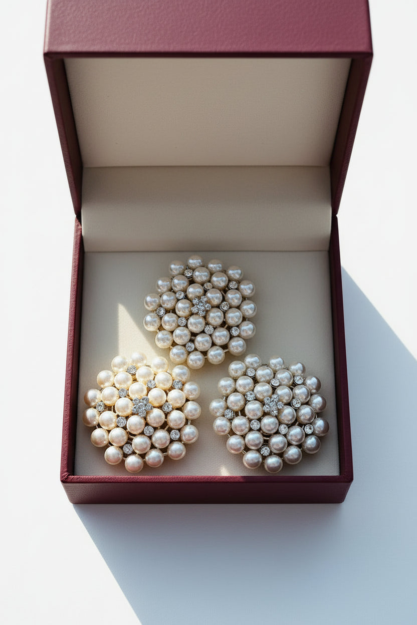 Pearl Bloom Button Covers (Pair)