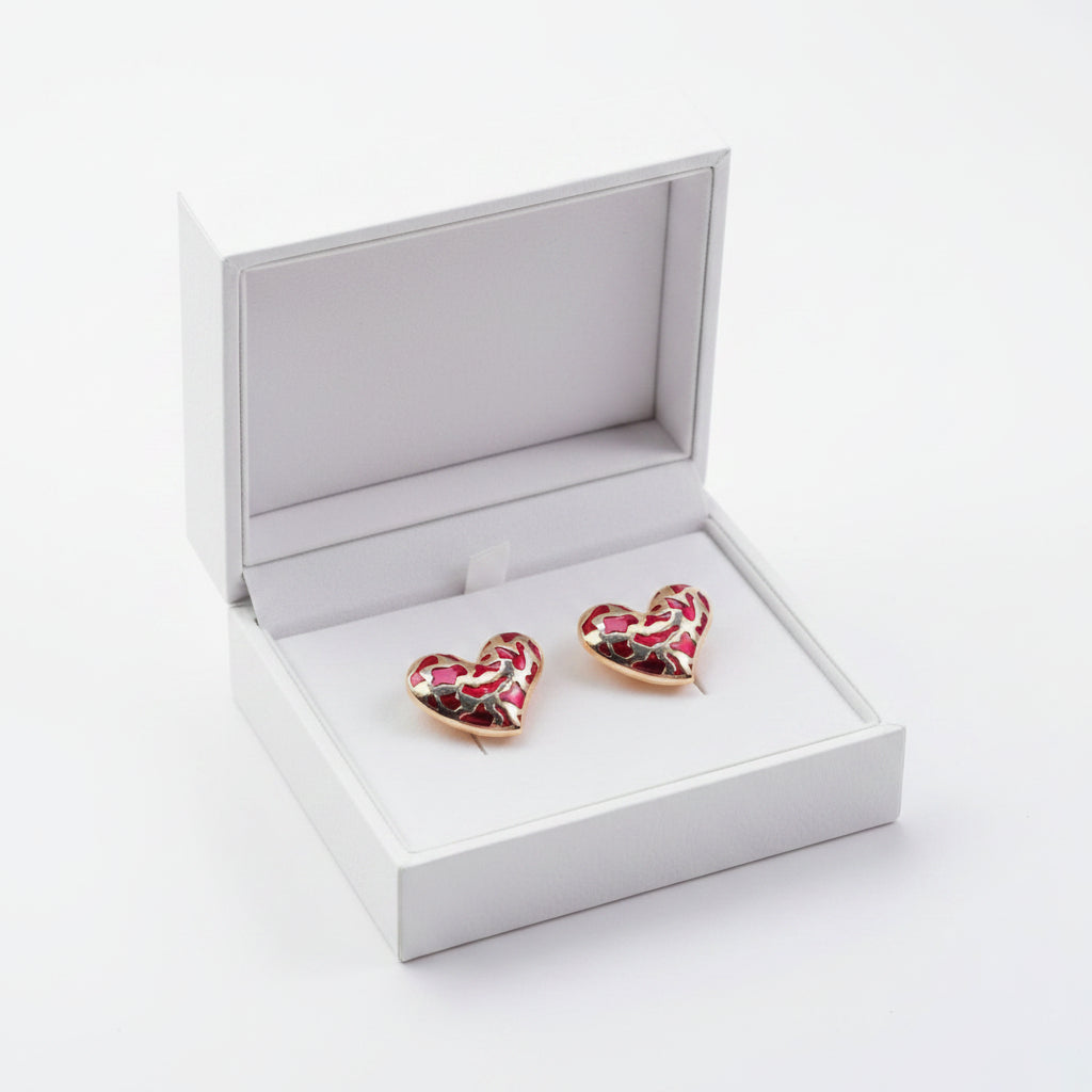 Crimson Heart Enamel (Pair)
