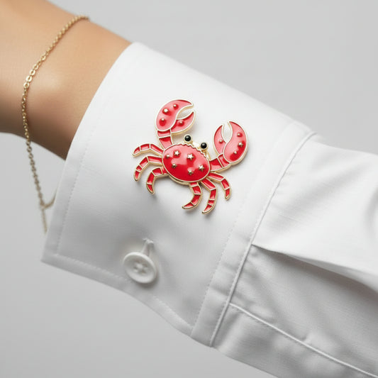 Coral Crab Enamel (Pair)