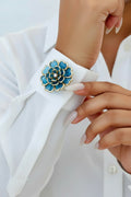 Turquoise Crystal Button Covers (Pair)