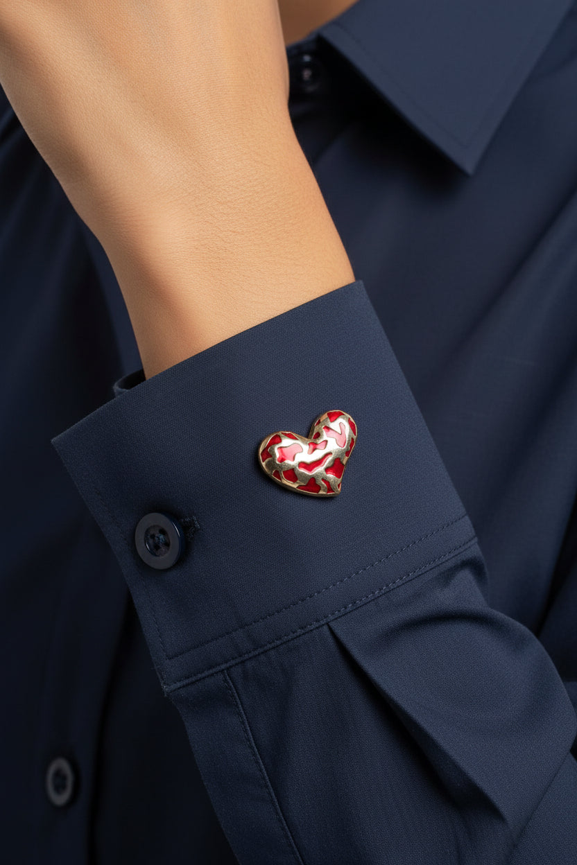 Crimson Heart Enamel (Pair)