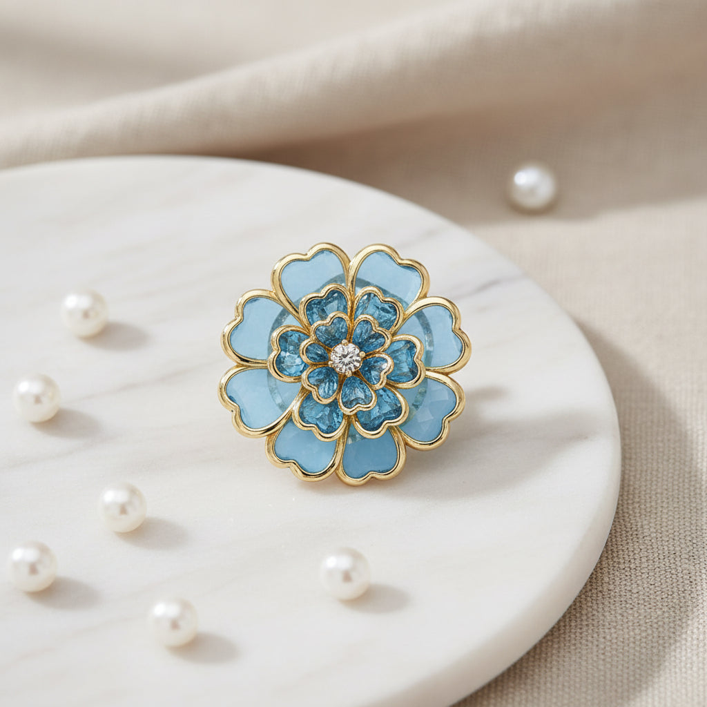 Turquoise Crystal Button Covers (Pair)