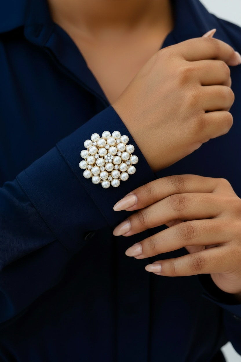 Pearl Bloom Button Covers (Pair)