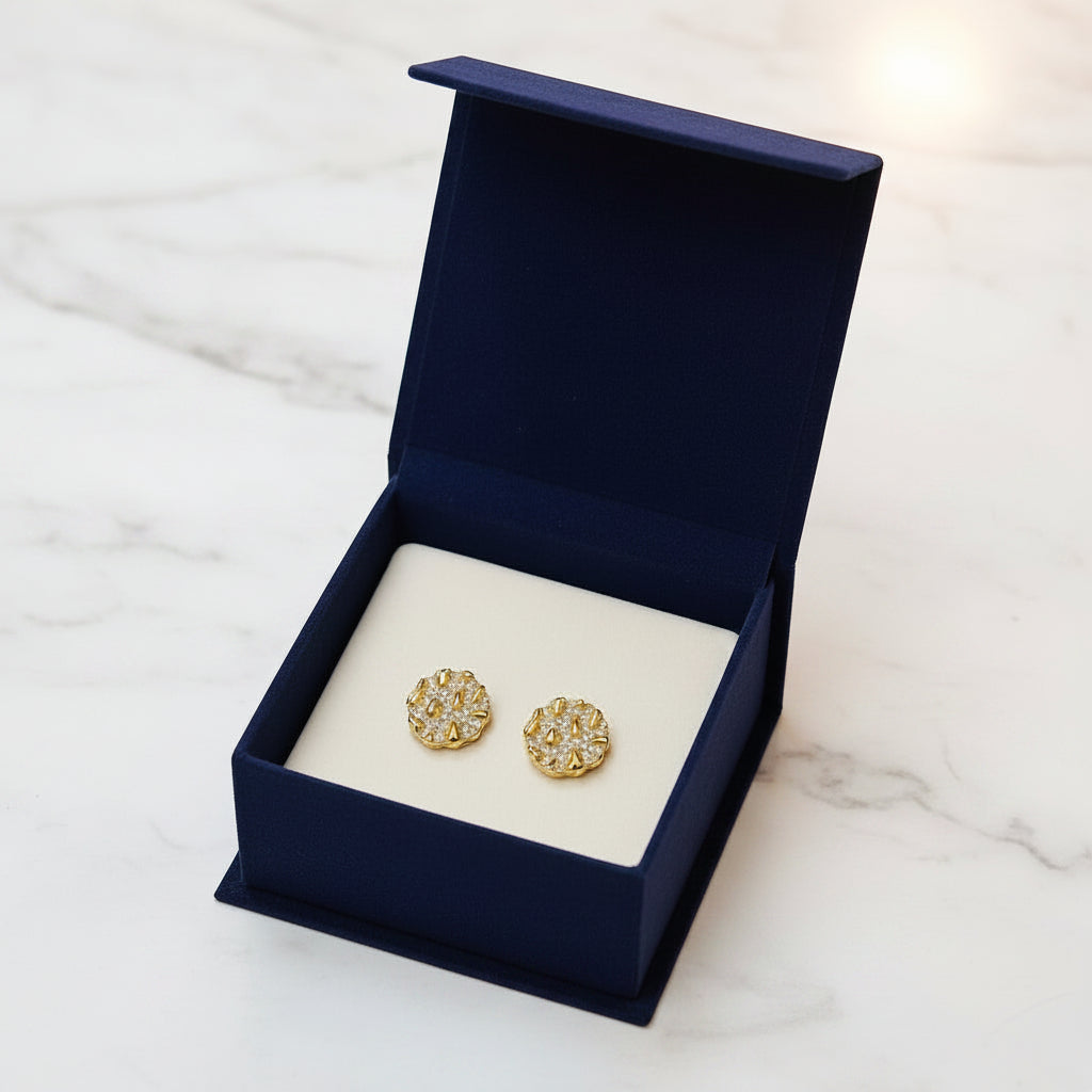 Gold Crystal Stone Cufflinks (Pair)